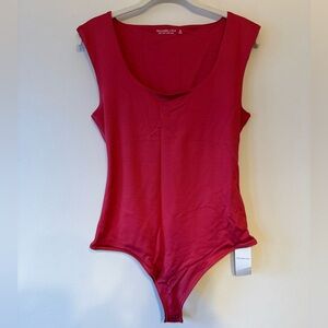 Abercrombie & Fitch Women's Bright Pink Scoop-Neck Bodysuit